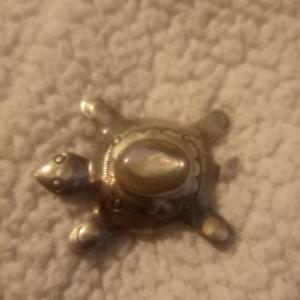 Photo of Paiutte Sterling Silver Abalone Turle Pin.