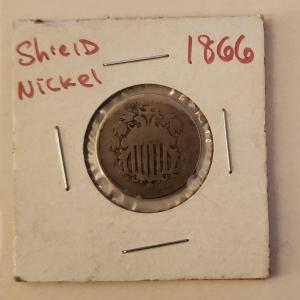 Photo of Old 1866 Shield Nickel Post Civil War Coin Free Shipping Bid or Buy Now