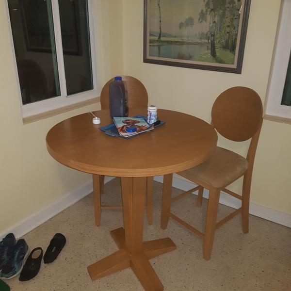 Photo of Dinette Table Wood Hi Table & 2 Chairs
