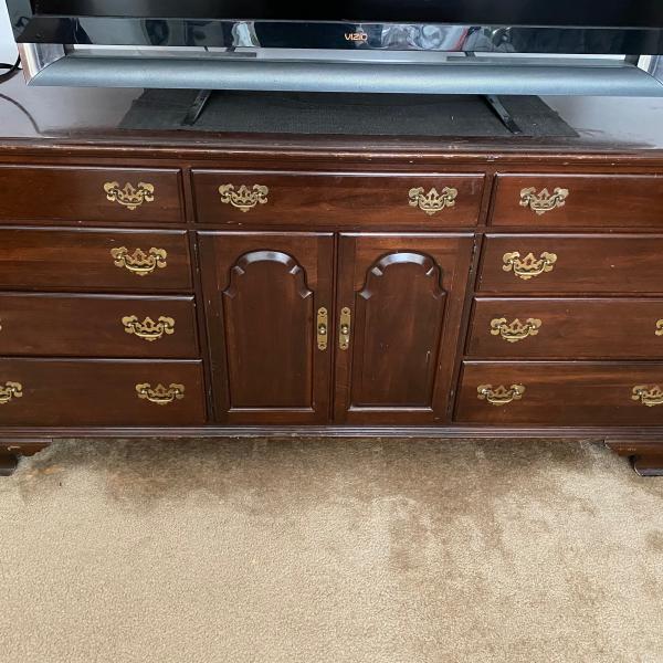 Photo of Ethan Allen long dresser and nightstand