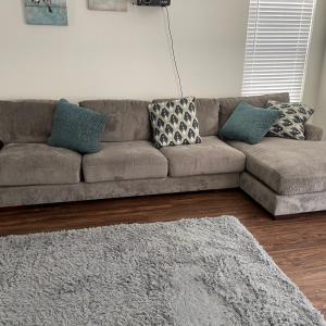 Photo of Sectional Couch. Gray with Ottoman