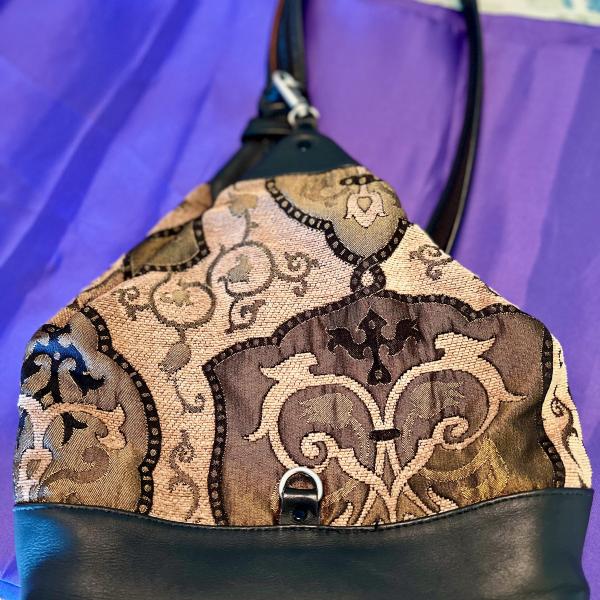 Photo of Custom Black and Gold Elegant Tapestry Handbag and Convertible Backpack
