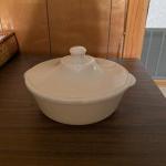 Vintage Fire King oven glass covered casserole dish. Opalescent