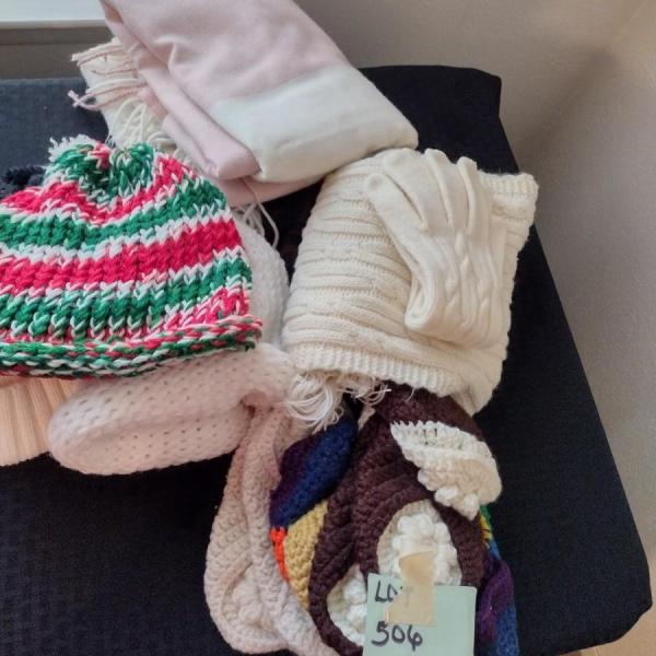 Photo of Crocheted hats and scarves