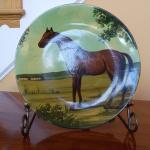 Hand-painted decorative horse painting on ceramic plate