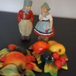 1930's CHALKWARE DUTCH COUPLE AND CHALKWARE FRUIT PLAQUES