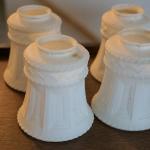 GROUPING OF FOUR FROSTED MILKGLASS ANTIQUE LIGHT SHADES FOR CEILING LIGHT