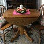 Oak Table and two Chairs