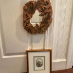Leaf art with ceramic mirror and framed art