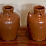 Two Vintage Brown Clay Pots