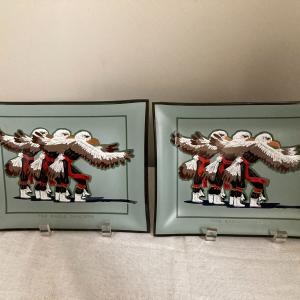Photo of Lot of 2 Legend of the Eagle Dancers Native American glass tray