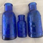 4 Colbalt Blue Bromo Seltzer Bottles 