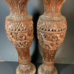 Heavy carved candle holders