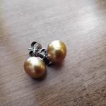 Gold Real Pearl Earrings Sterling Silver Posts
