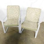 Pair of Outdoor Metal Frame and Vinyl Strap Patio Chairs with Cushions Choice A