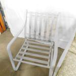 Pair of Outdoor Metal Frame and Vinyl Strap Patio Chairs with Cushions Choice B