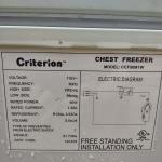 Criterion deep freezer