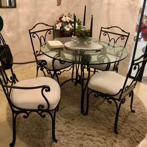 Photo of 5-Piece Dining Room Set  (Glass|Metal|Upholstery}