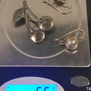 Photo of Sterling Cherries Pin  & Sterling Ball Earrings
