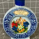 Blue Ceramic Liquor Bottle, German 