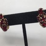 Gorgeous Vintage Red Rhinestone Clip on Earrings