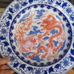 18 INCH HAND PAINTED CHINNESE Porcelain Platter. Deco only and no food.