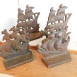 Antique Cast Iron Sailing Ships Nautical Boat Sail Boats Bookends