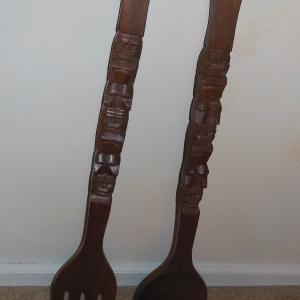 Photo of CARVED WOOD SET OF FORK & SPOON