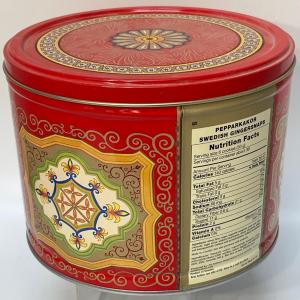 Photo of Vintage Style Red and Gold Round Nyakers Pepparkakor Cookie Decorative Tin
