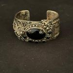 Sterling and Onyx Cuff Bracelet (G-SS)
