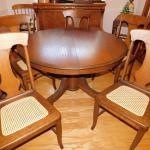 Antique Oak Round Table w/ 5 Freshly Caned Chairs