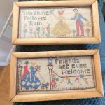 Early Handmade Needlepoint Cross Stitched Framed Works