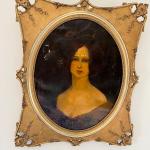 Antique Woman Portrait Painting in Gilt Frame