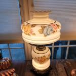 Large 26" Gone With the Wind 3 Way Hand painted Flowers Hurricane Parlor Lamp