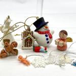 Miniatures lot - Snowman, Angels, Snowflakes, Baby Jesus, Gingerbread House, San
