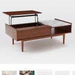 Mid-Century Pop-Up Coffee Table with hidden storage area