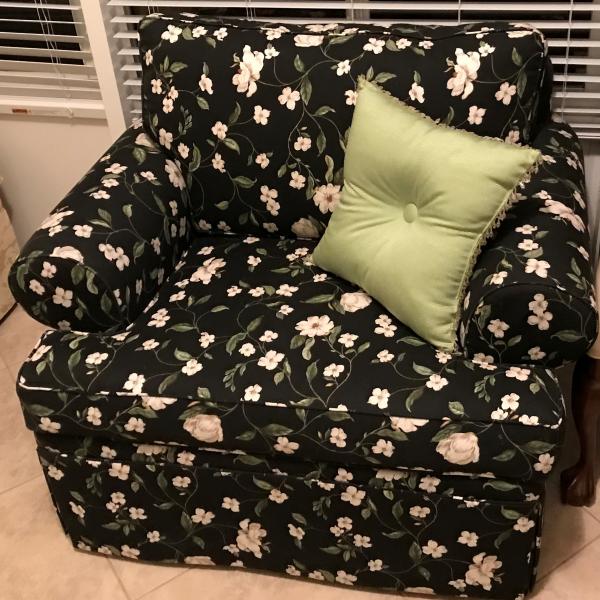 Photo of Armchair (Black with Flowers)