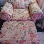 Floral chair with Ottomen.