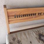 Pine Bench with Woven Blanket