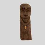 Black Oak Carved Wood Face - 17"