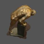 Body Talk Bronze Sculpture Naked Bodybuilder Stretching on a Pedestal - 13"
