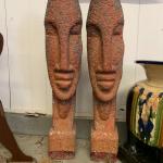 Set Concrete/Stone Polynesian Tiki Statues