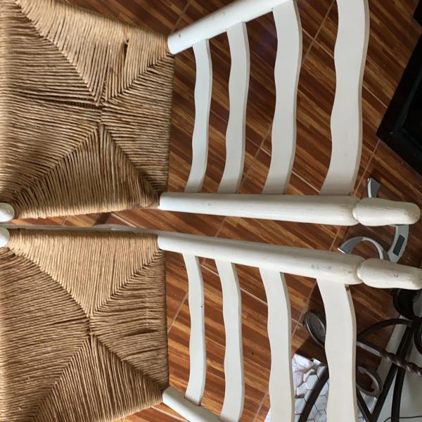 Photo of Two White Ladder Back Chairs