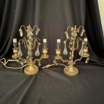 Pair of Brass Table Lamps & Parts For a Crystal Chandelier (BLR-MG)