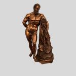 Hercules Nude  Bronze Patina Statue - 20"