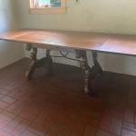 LOT 138: Vintage Expanding 8’x3’ Large Wood Table with Metal Accent (Must Se