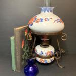 Lot 152R: Pottery Hurricane Lamp & Horticulture Books