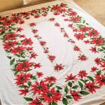 Lot #67  Vintage 1960's Cotton Christmas Tablecloth