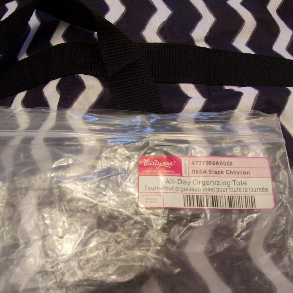 Photo of Thirty One Black Chevron All Day Organizer Tote with zippers $25 Item 1