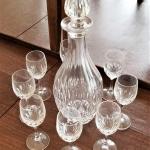 Lot #57  Glass Decanter with 8 crystal glasses